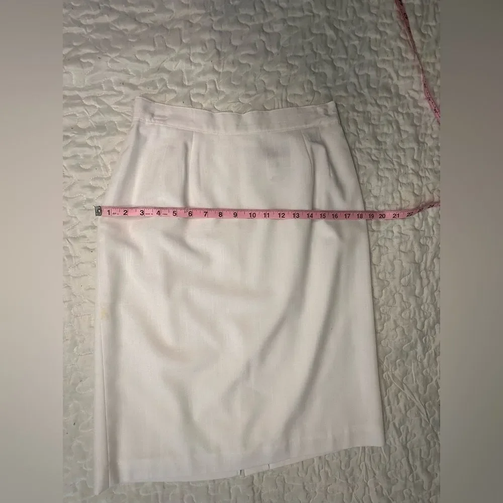 Vintage 90s Block Island Petites White Pencil Skirt High Waist Minimalist 12P - Picture 11 of 12